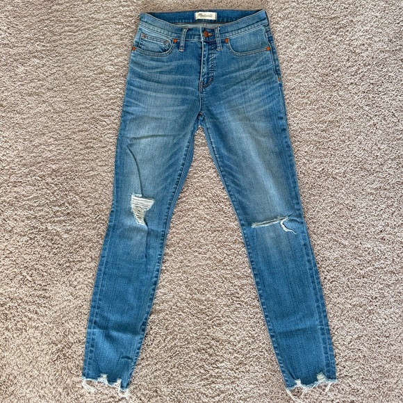 Madewell Mid Rise Light Blue Skinny Ripped Jeans Size 26 - Picture 1 of 7